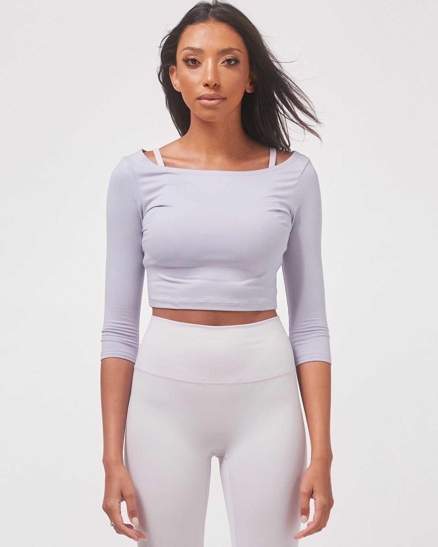 Open Shoulder 3/4 Sleeve Workout Top in multiple colors