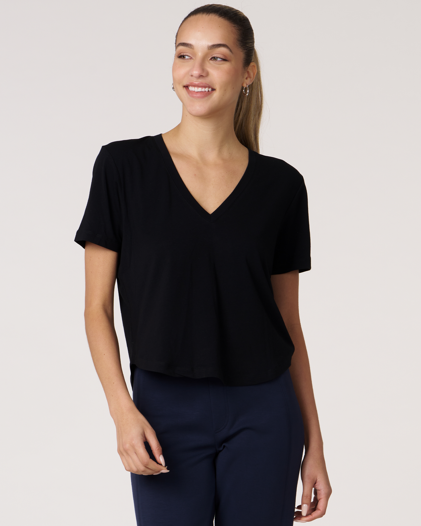 Rebody Essentials V Neck Short Sleeve Top