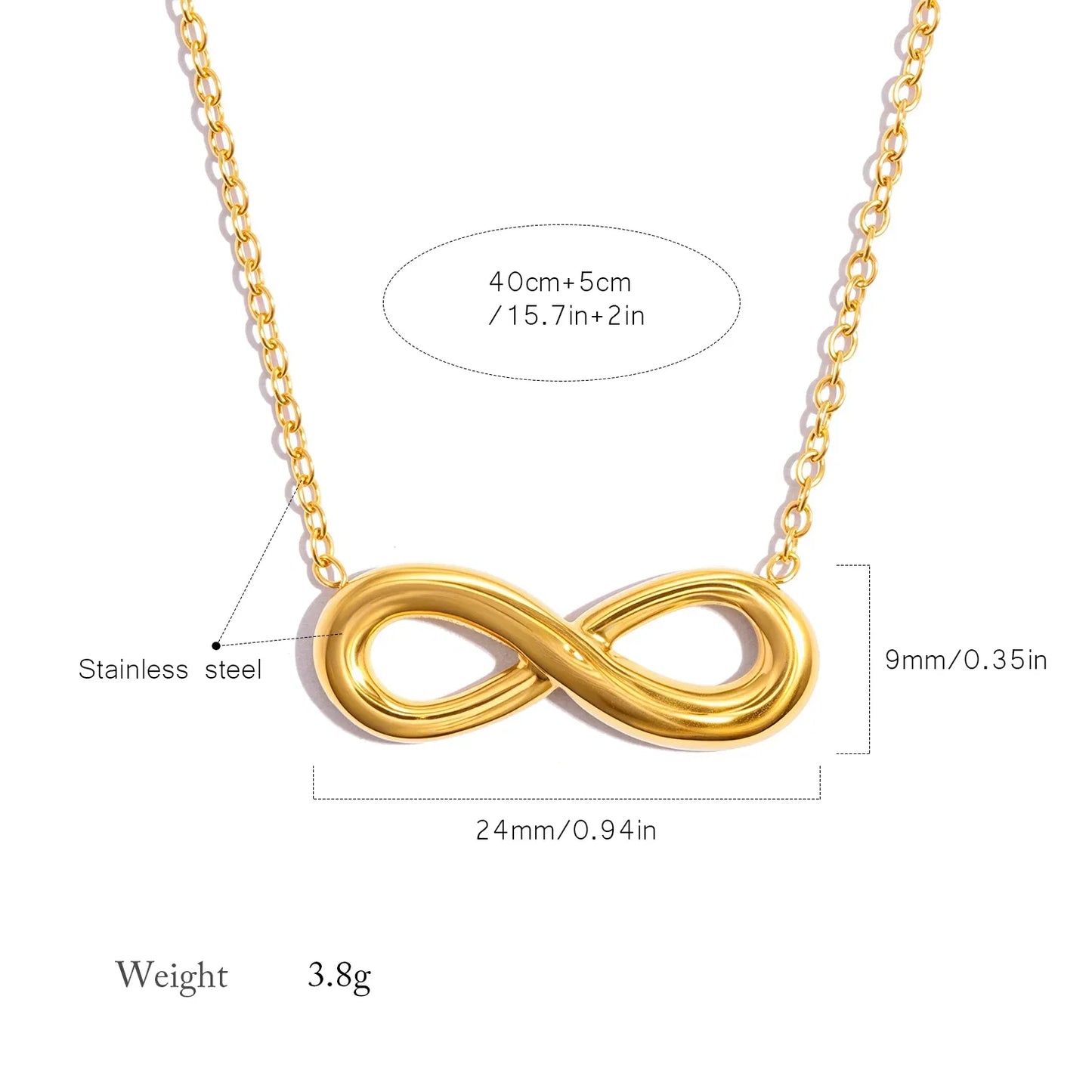 Gold Plated Infiniti Necklace in gold and silver
