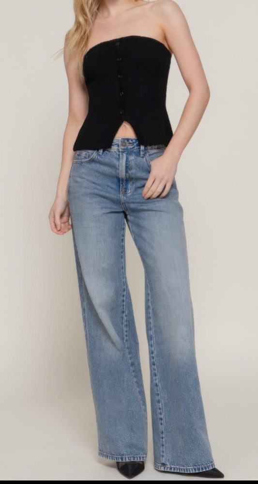 Button Down Strapless Sweater