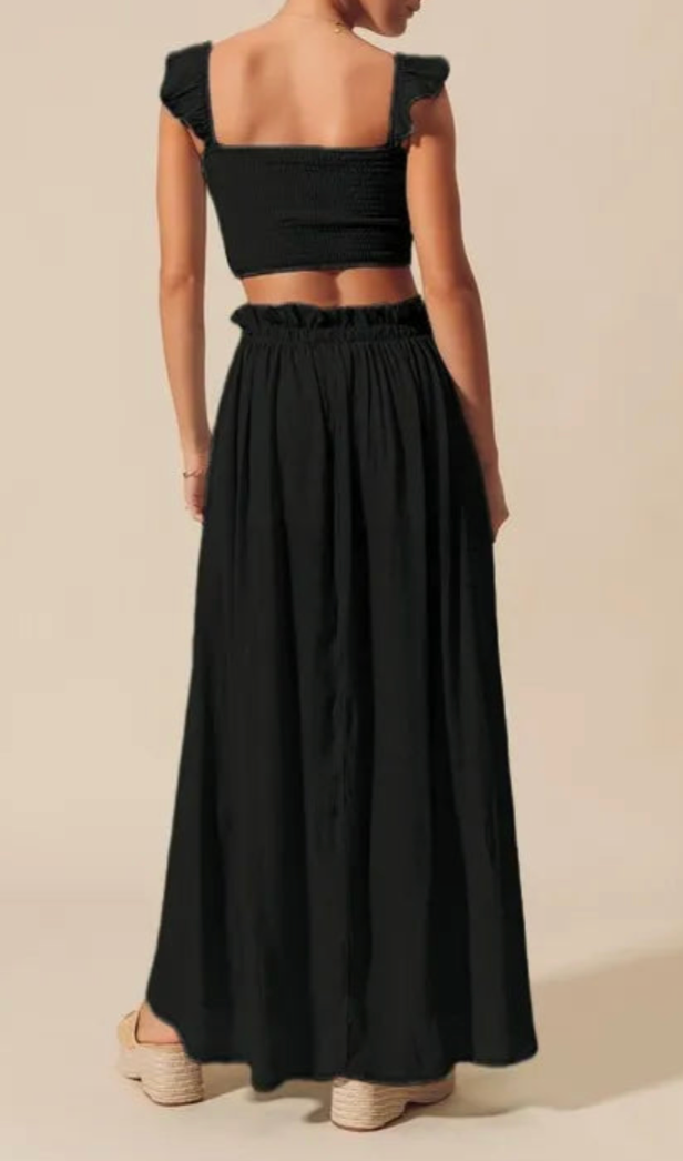 Smocked Top and Flowy Maxi Skirt Set