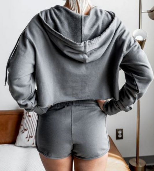 Ramona Hoodie and Shorts Sets in grey