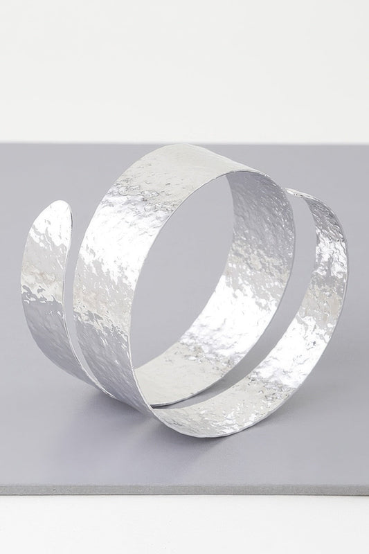 Hammered Wrap Around Cuff in gold and silver