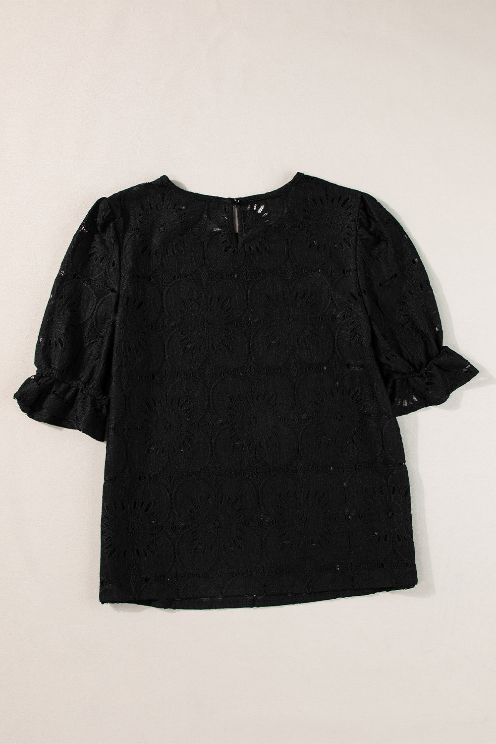 Eyelet Jacquard Keyhole Blouse