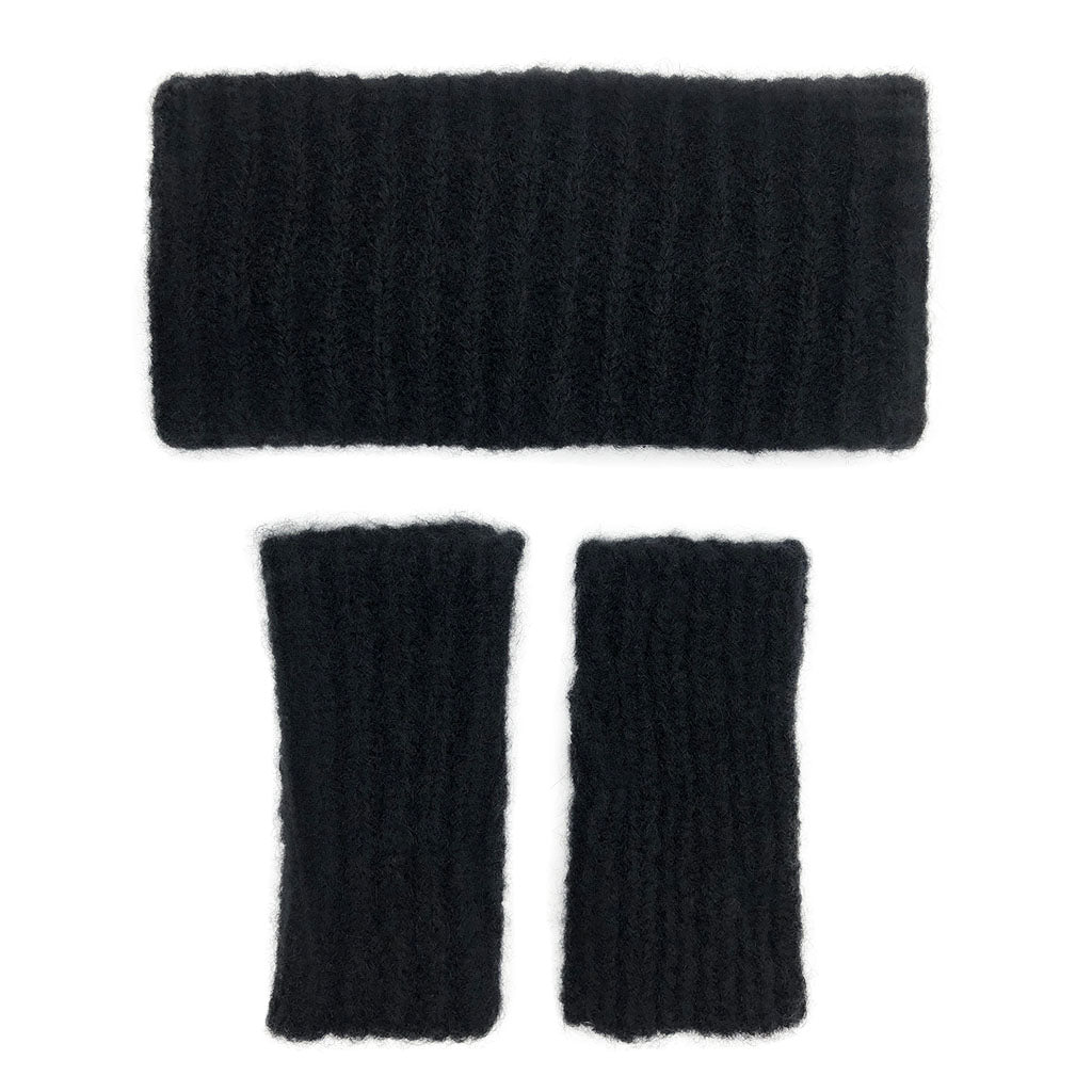 Ribbed Alpaca Ear Warmer in Black