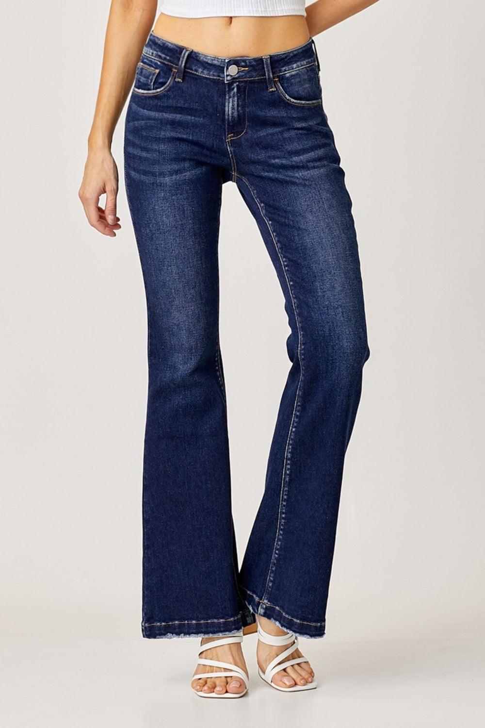 RISEN Full Size Low Rise Flare Jeans-0