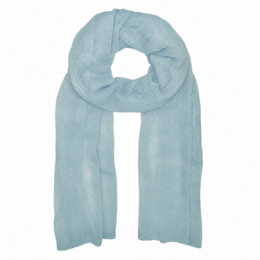 Handwoven Knit Alpaca Scarf in Ice Blue