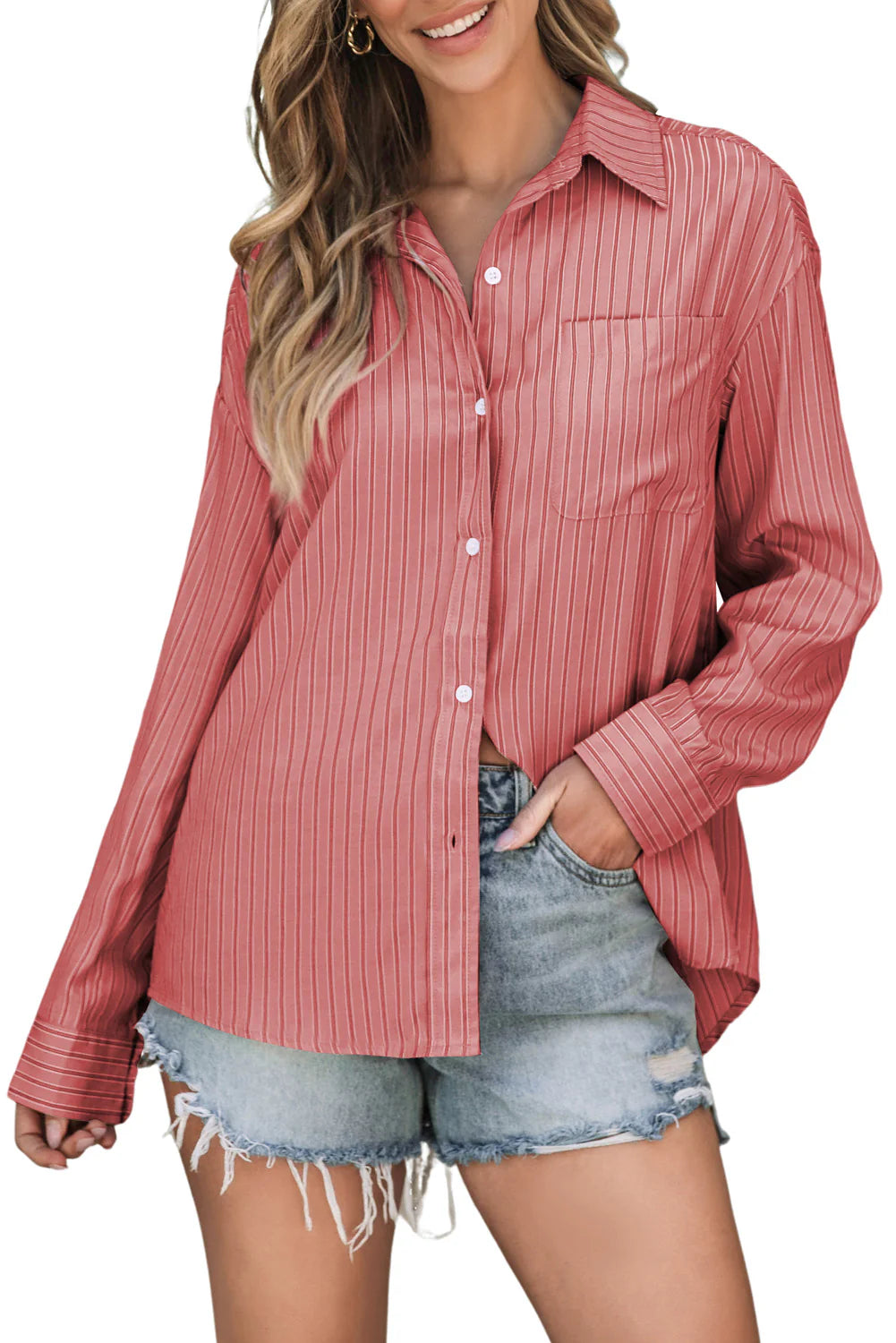 Striped Button Down Long Sleeve Shirt in multiple colors