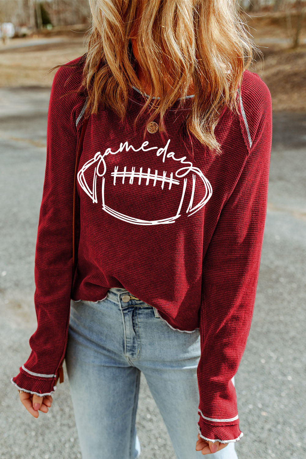 Football Thermal Graphic Knit Top