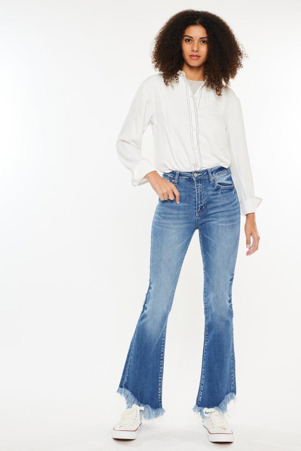 Kancan High Rise Frayed Hem Jeans-4
