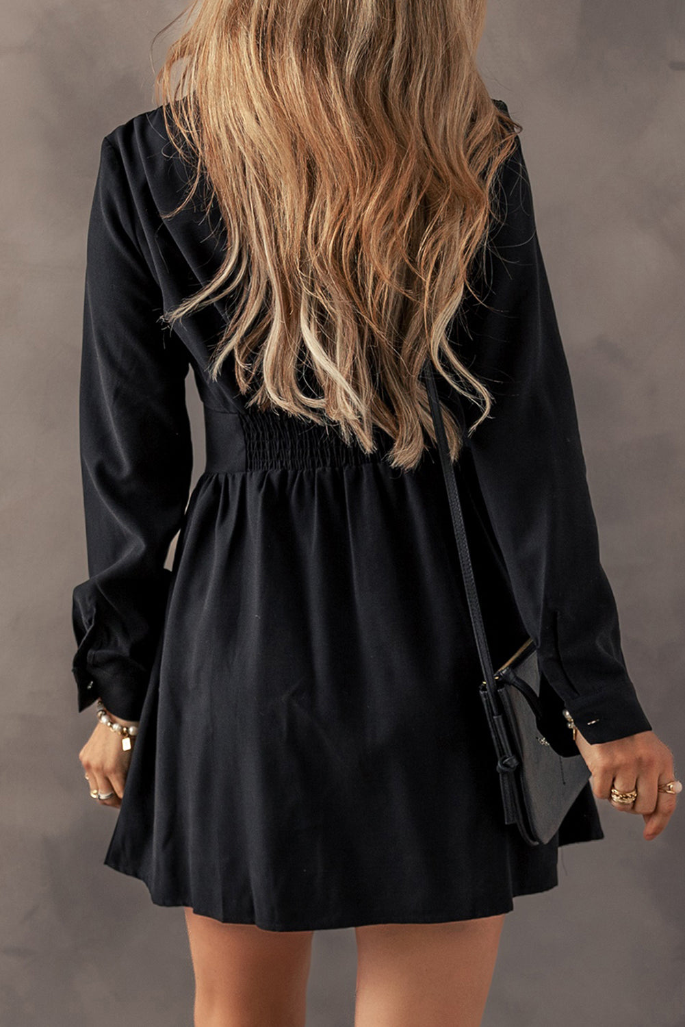 Cinched Waist Mini Shirt Dress