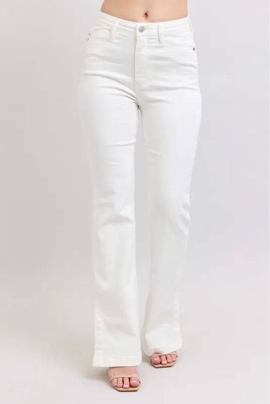 Judy Blue Full Size High Waist Side Slit Slim Bootcut Jeans Plus Size-0