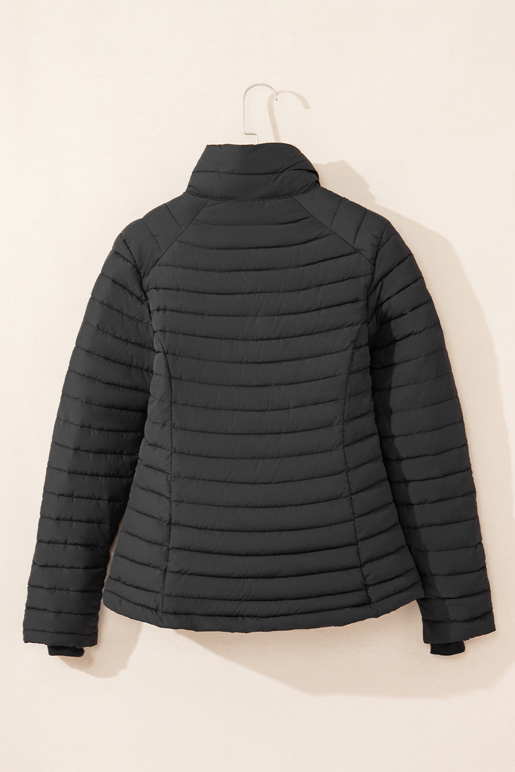 Black Quilted Zip-up Puffer Jacket