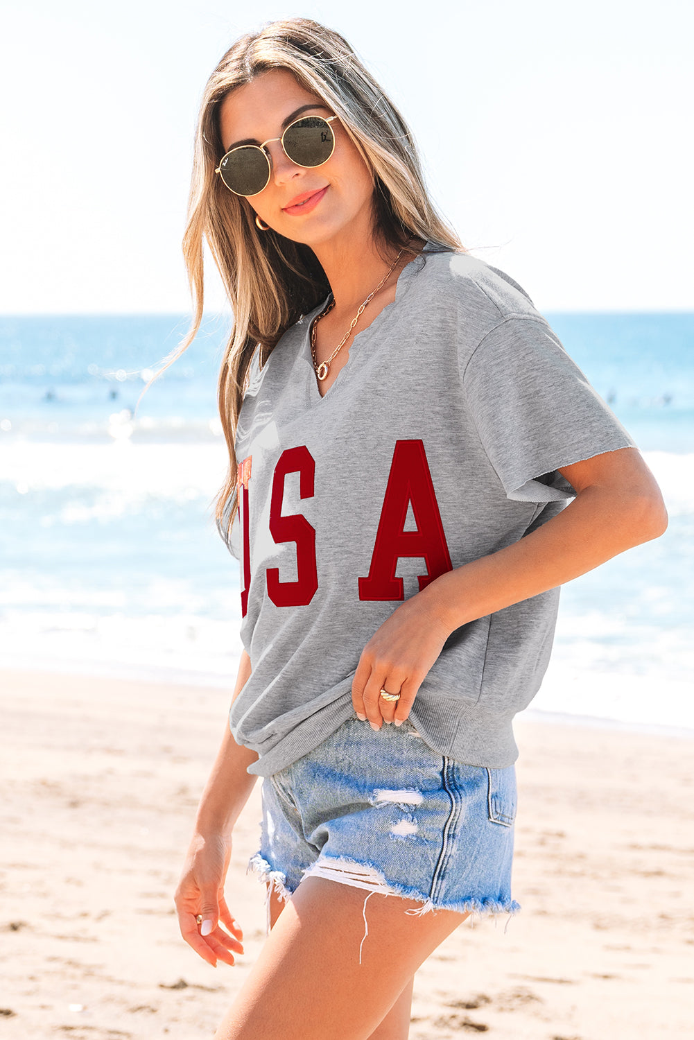 USA Notched Neck Tee