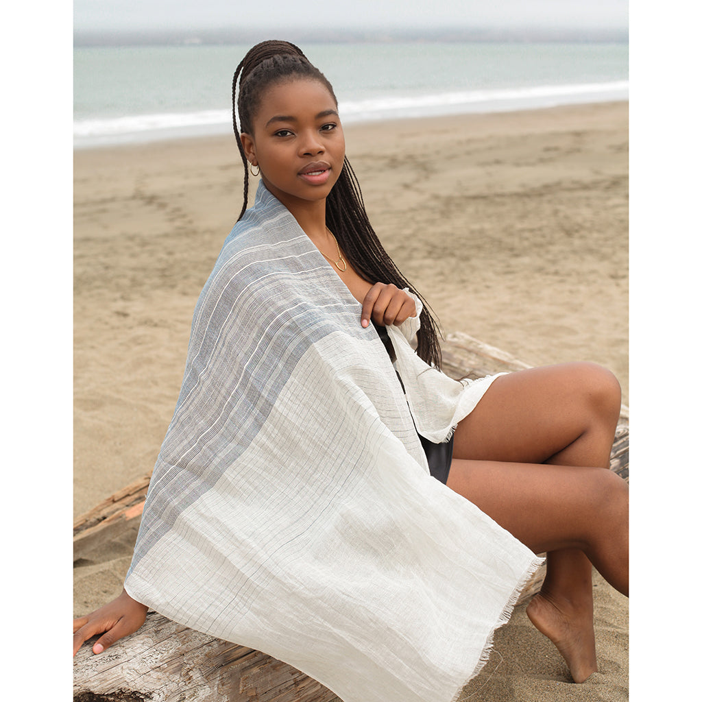 Linen Cotton Blend Wrap Scarf in multiple colors
