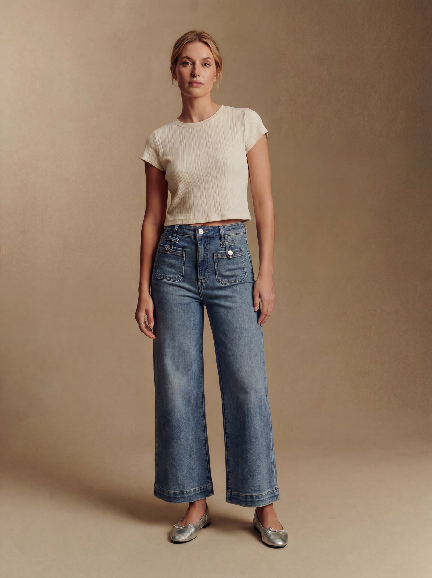 The Aurelia Jean - High Rise Crop Palazzo with Tummy Control by Artemis Vintage