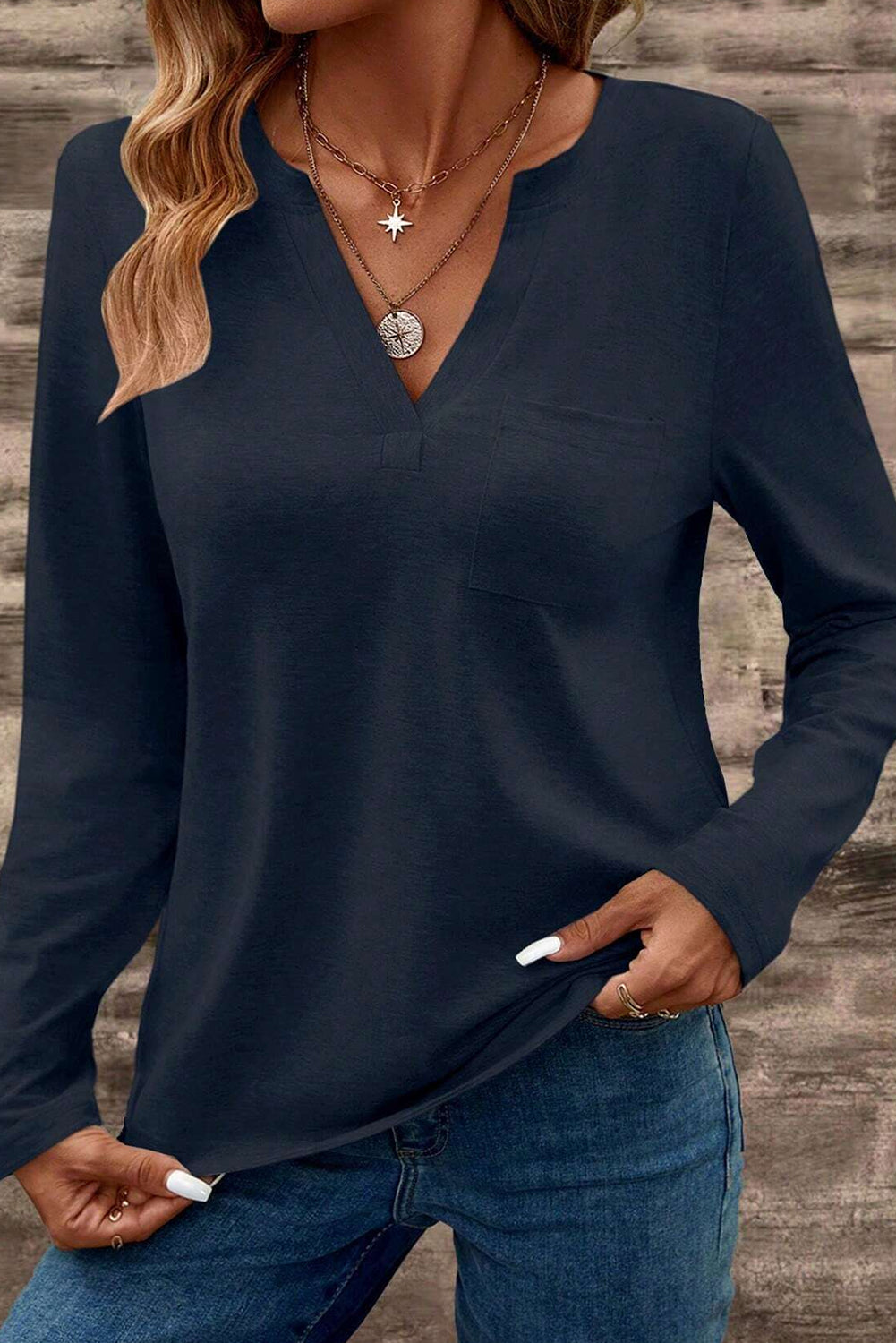 Notch V Neck Tee