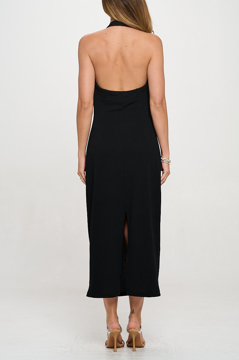 Cowl neck Open Back Bodycon Dress-3