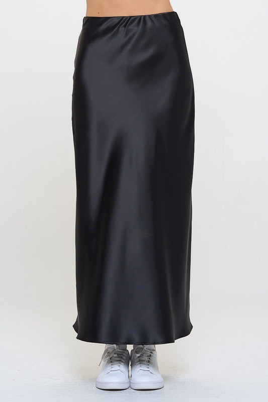 Silky Satin Maxi Skirt-0