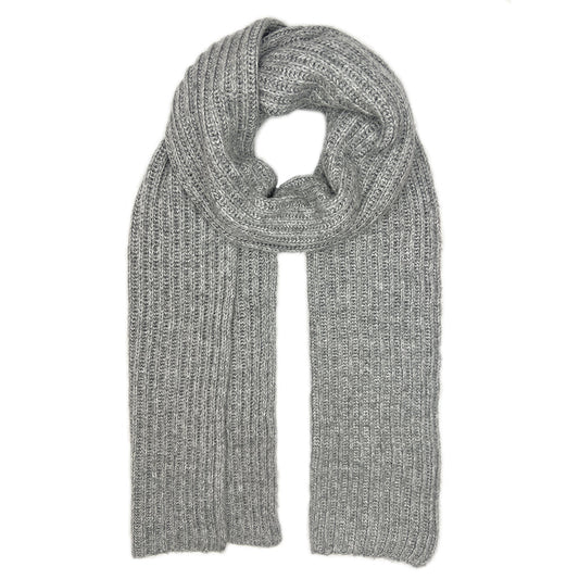 Classic Gray Ribbed Knit Cashmere Scarf-0