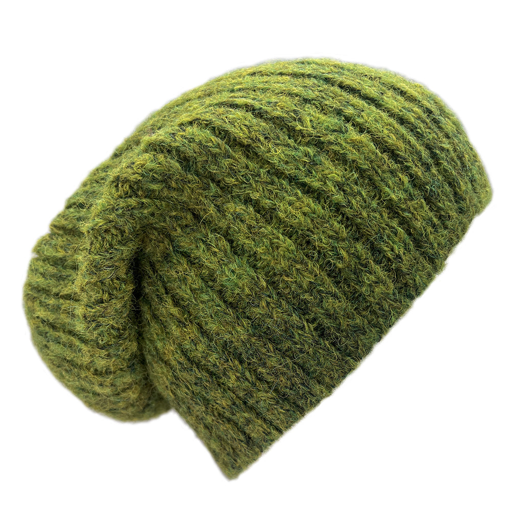 Ribbed Alpaca Beanie in Olive Green