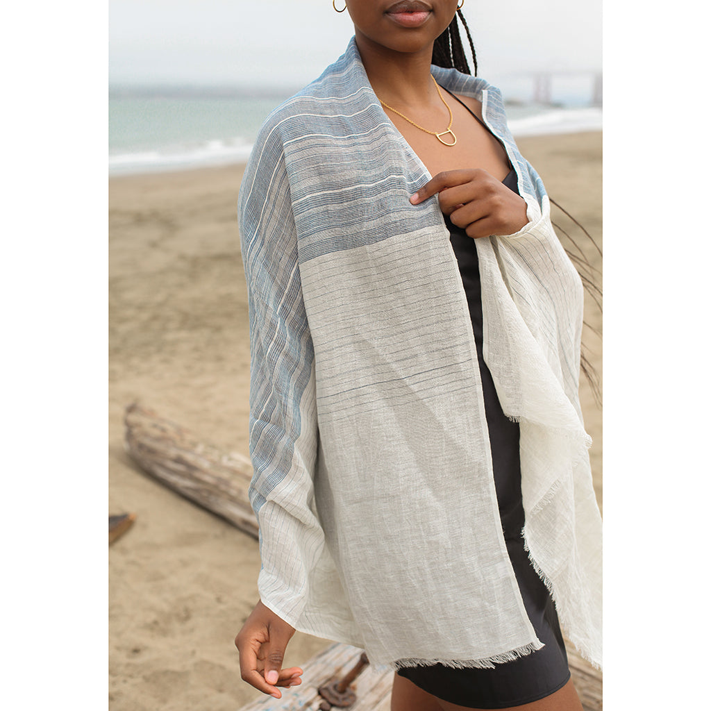 Linen Cotton Blend Wrap Scarf in multiple colors
