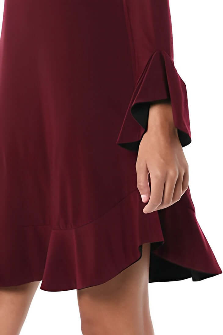 Laundry Boat Neck Circular Sleeve Flutter Reversible Two Color ITY Dress-2