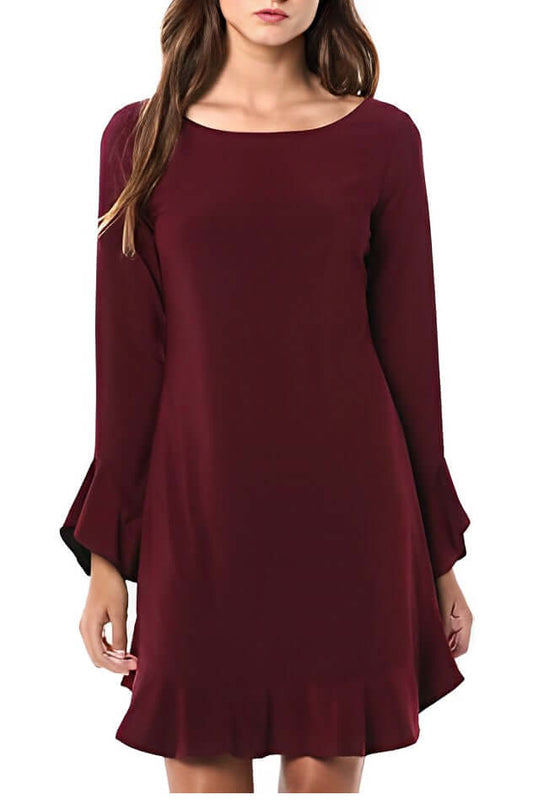 Laundry Boat Neck Circular Sleeve Flutter Reversible Two Color ITY Dress-0