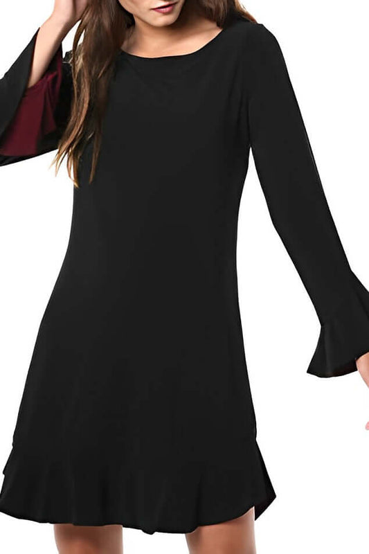 Laundry Boat Neck Circular Sleeve Flutter Reversible Two Color ITY Dress-1