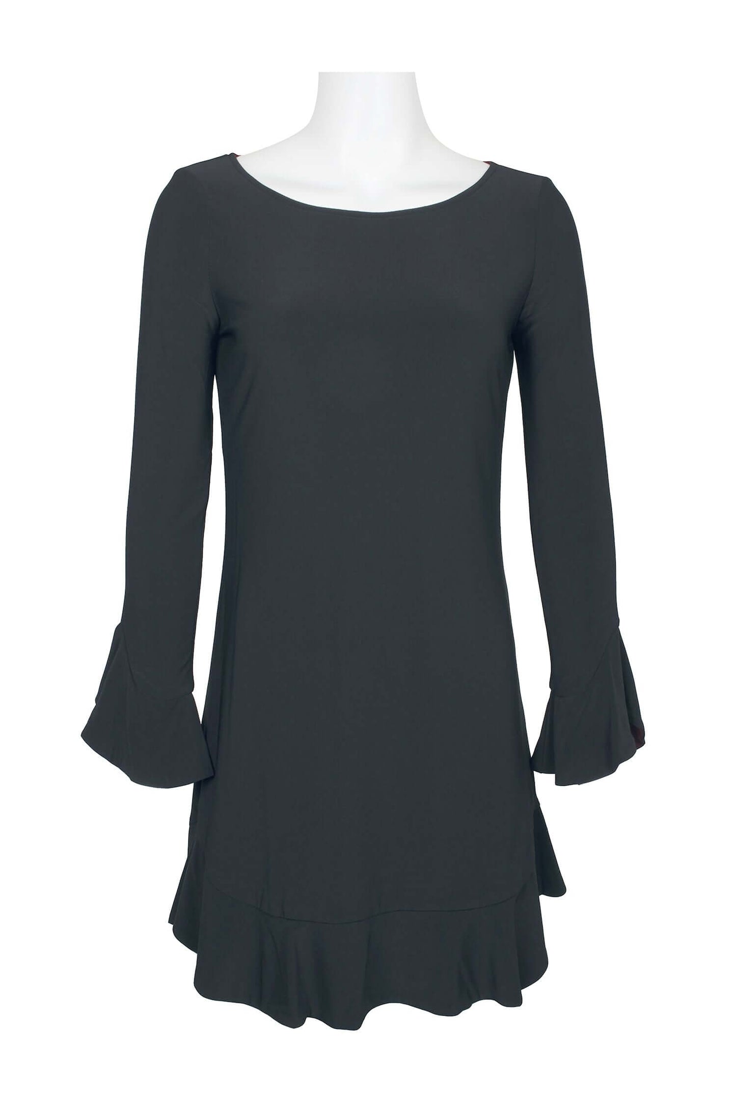 Laundry Boat Neck Circular Sleeve Flutter Reversible Two Color ITY Dress-4