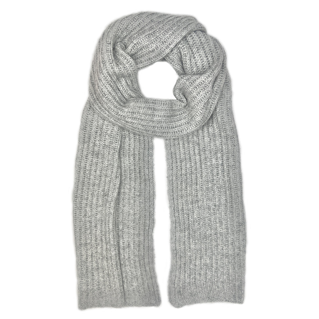 Heather Gray Ribbed Knit Cashmere Scarf-0