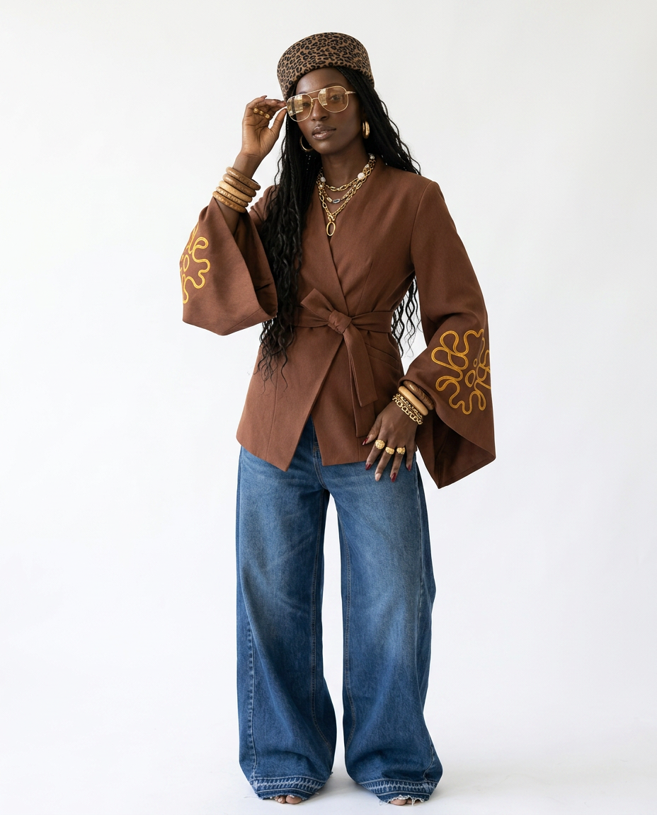 Embroidered Oversized Blazer