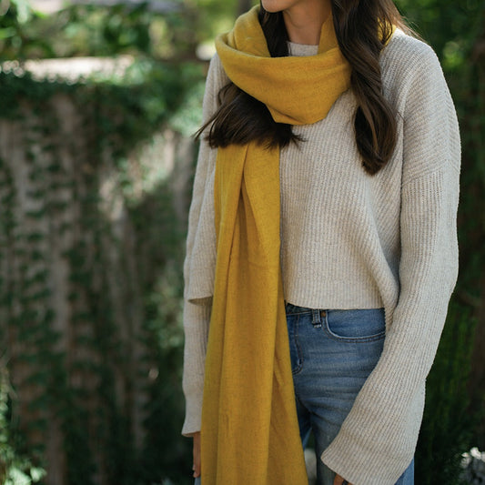 Mustard Handloom Cashmere Scarf