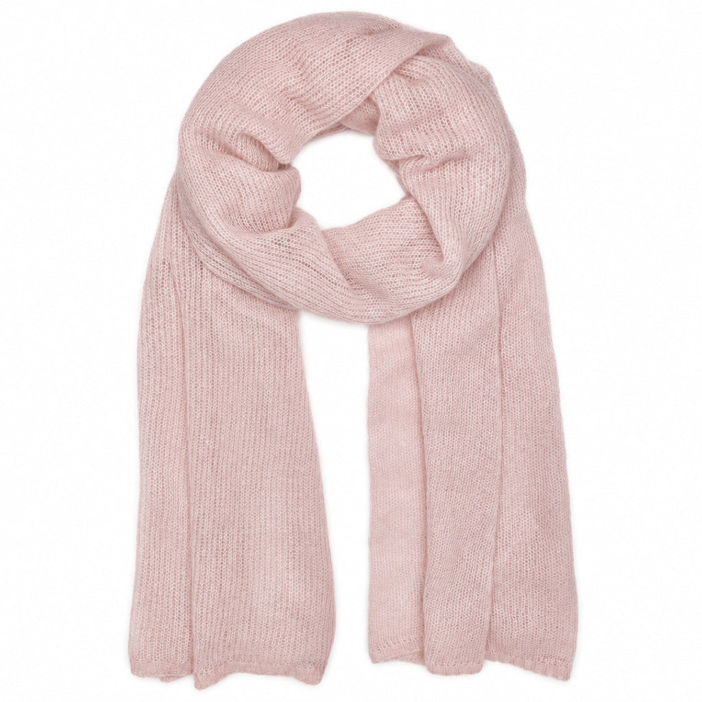 Handwoven Knit Alpaca Scarf in Baby Pink
