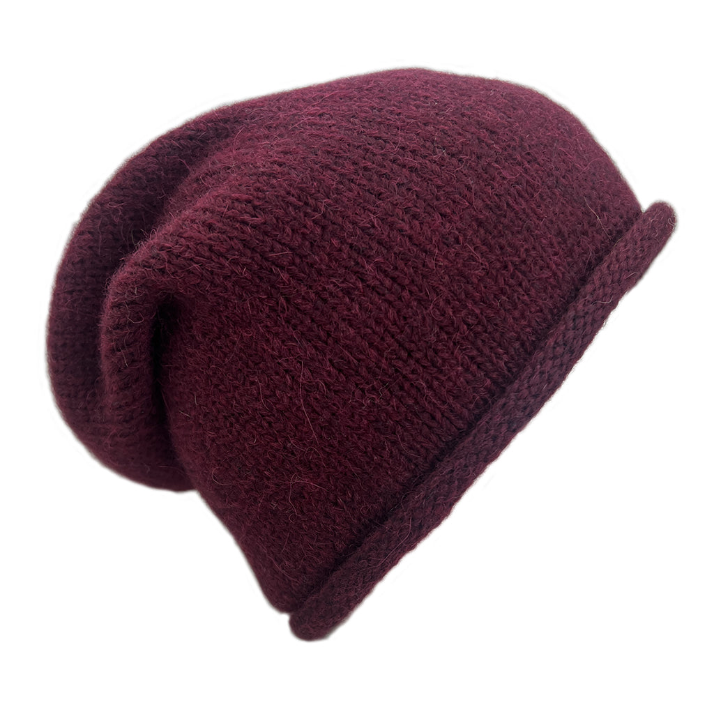 Essential Knit Alpaca Beanie in Wine