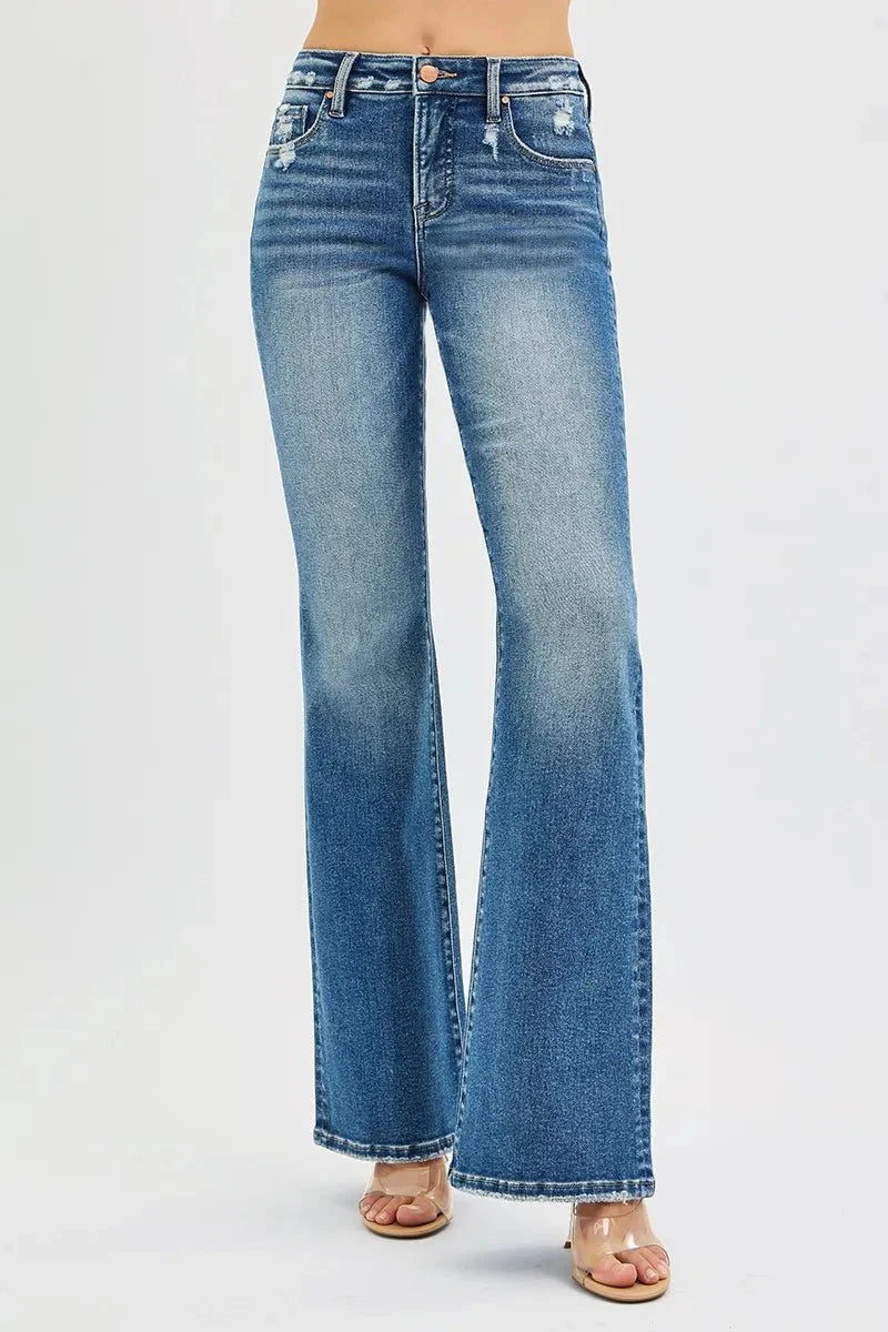 RISEN Full Size Tummy Control High Rise Flare Jeans Plus Size-2