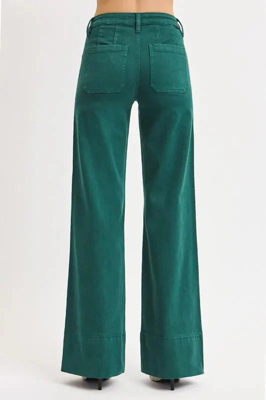RISEN Full Size Tummy Control Mid Rise Wide Leg Jeans Plus Size-4