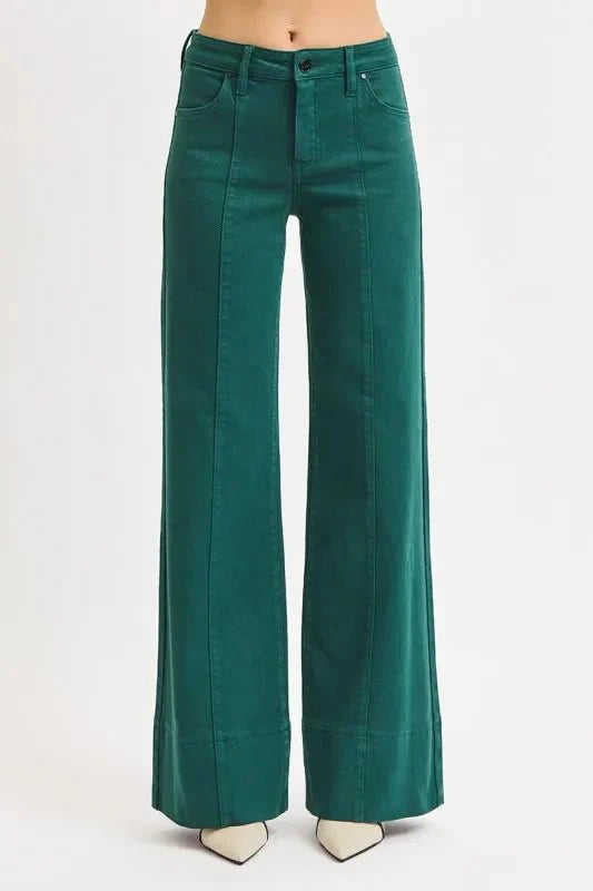RISEN Full Size Tummy Control Mid Rise Wide Leg Jeans Plus Size-2
