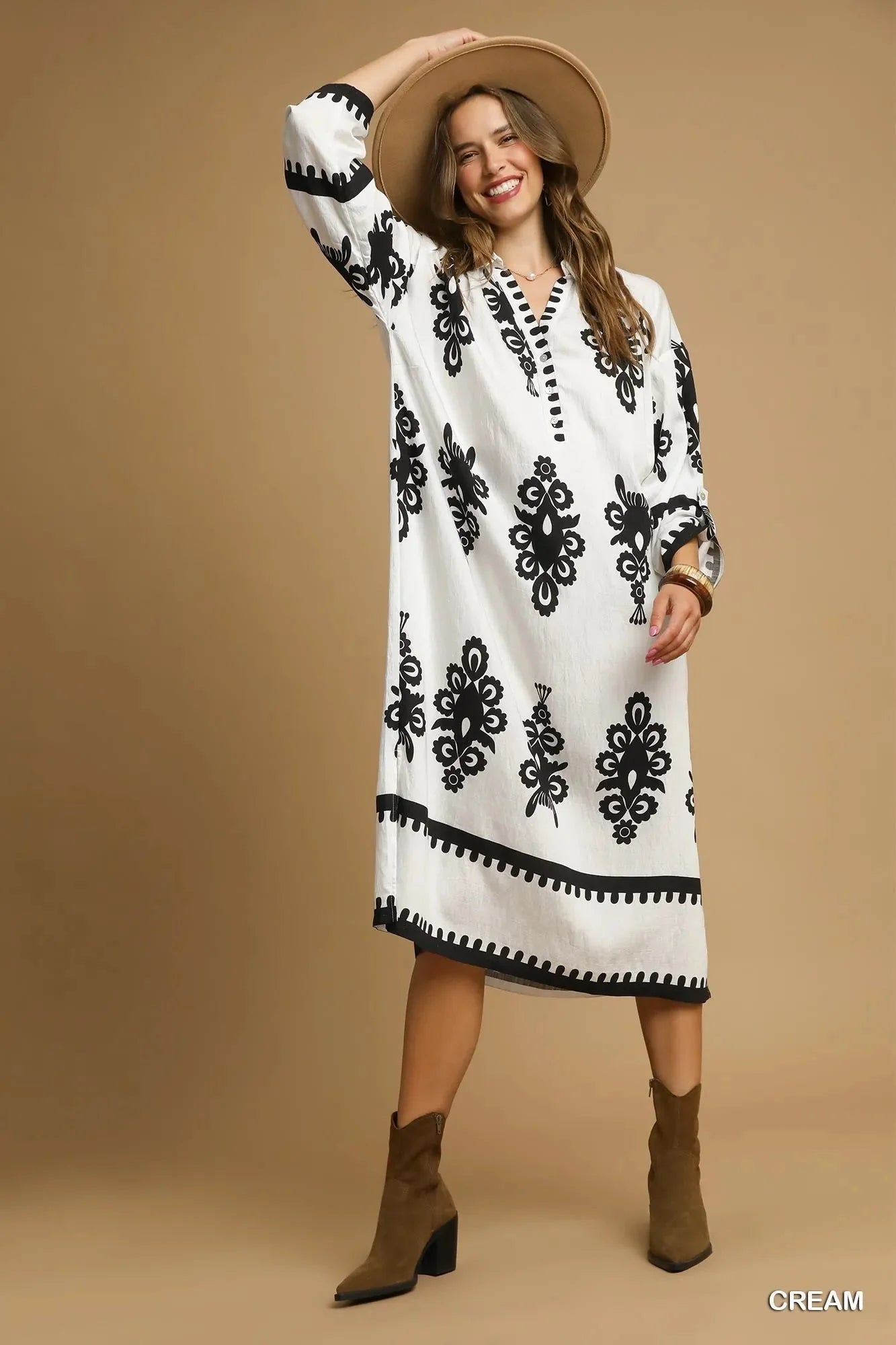 Umgee Abstract Print Midi Dress-4