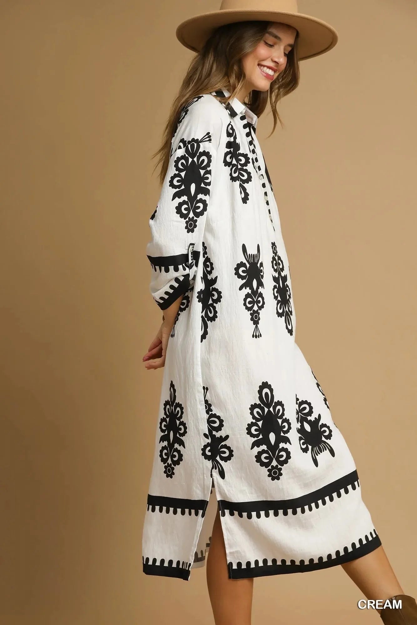 Umgee Abstract Print Midi Dress-1