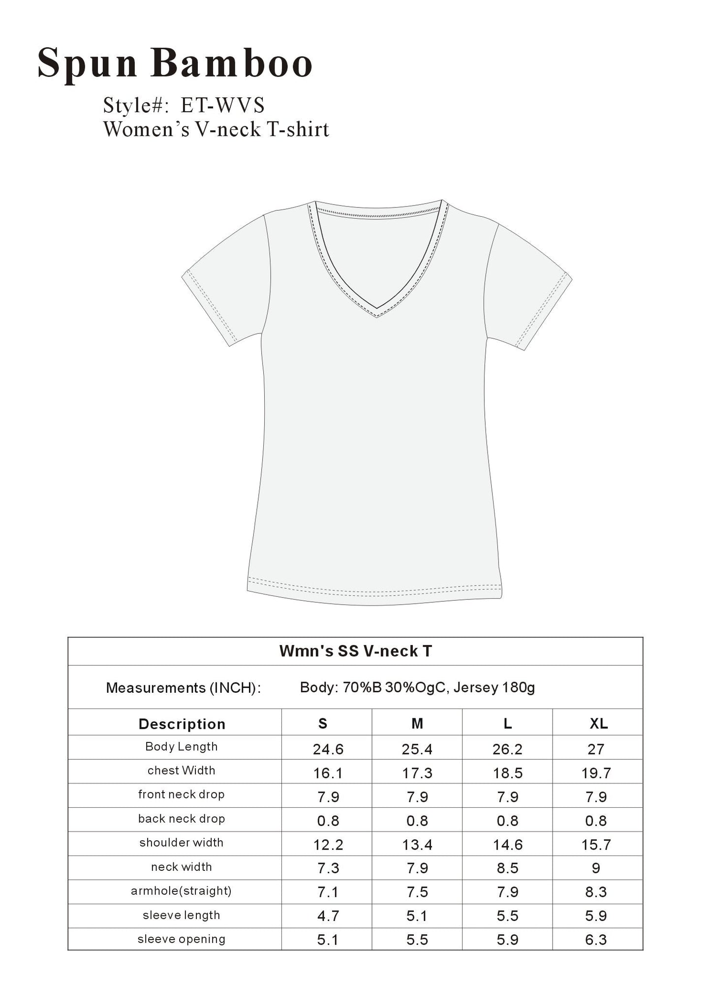 Organic Bamboo Cotton V-Neck Tee