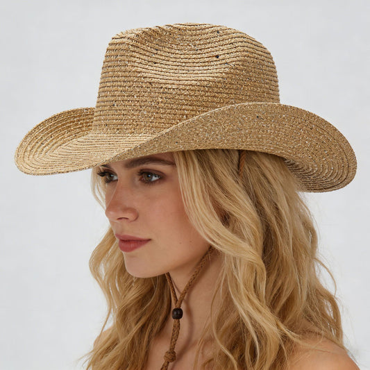 Windproof Panama Sequin & Straw Sun Hat in multiple colors