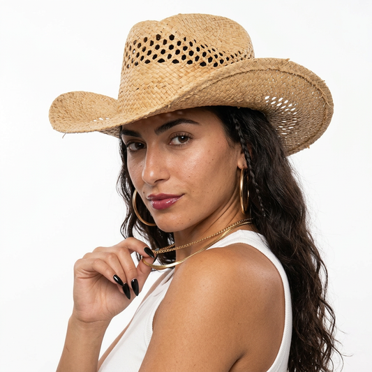 Raffia Straw Cowboy Hat