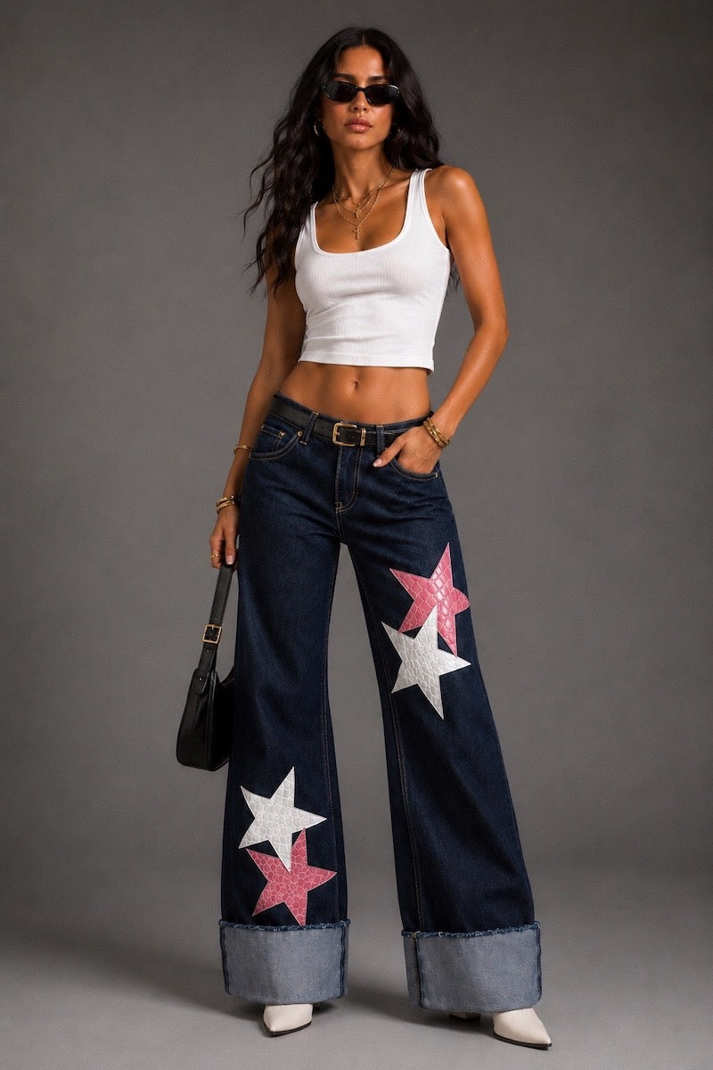 The Malibu Outlaw Jean  - Low Rise Cuffed in Dark Wash by GJG Denim