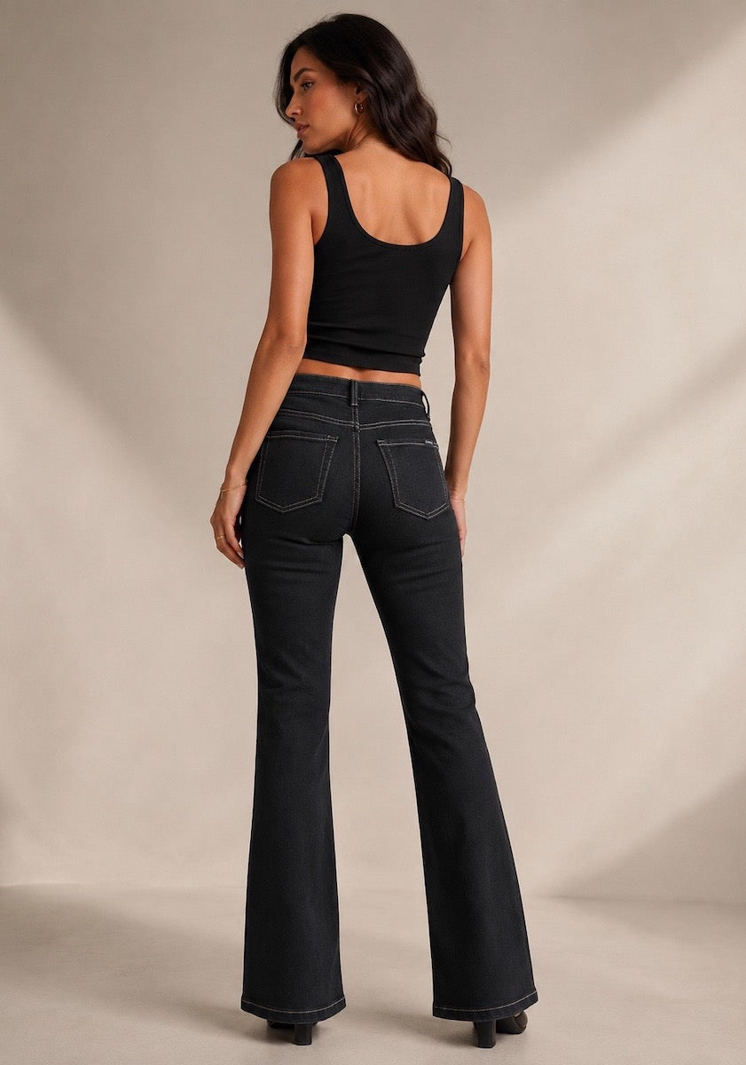 The Onyx Jean - High Rise Bootcut in Black by GJG Denim