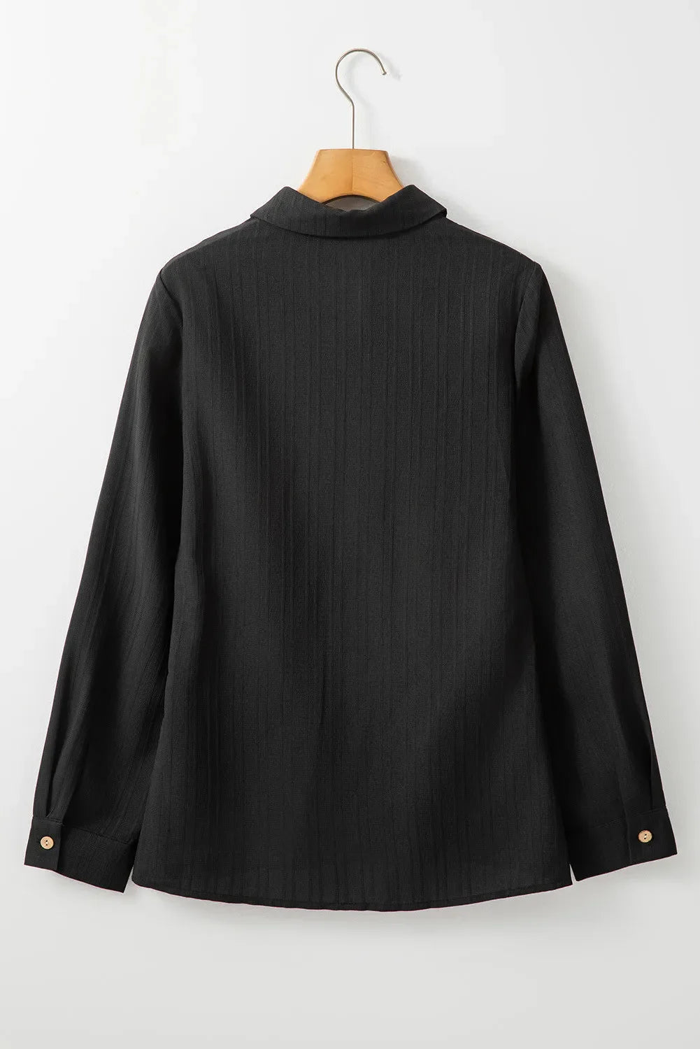 Sophisticated Textured Long Sleeve Shirt with Collared Neckline for Women