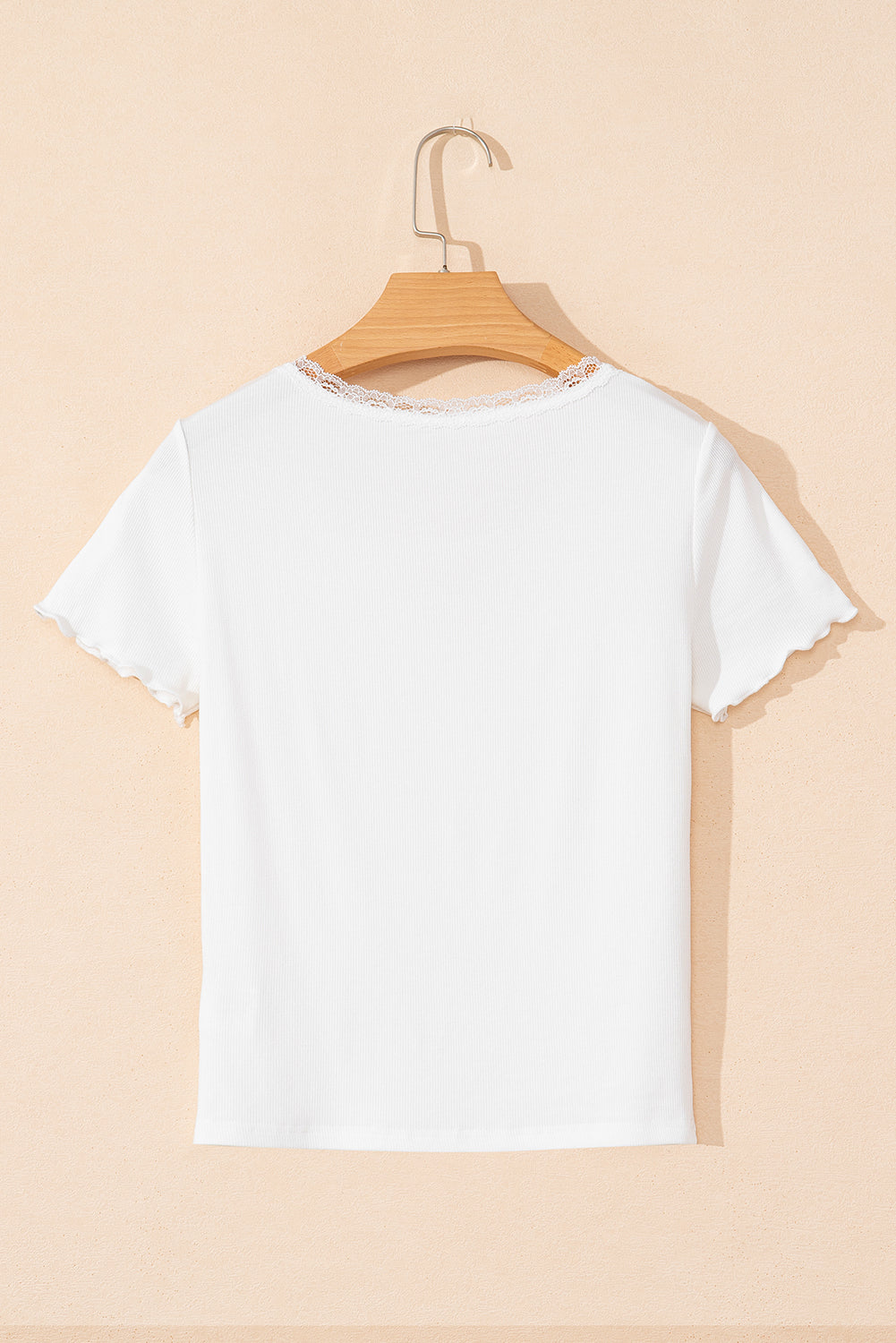 Lace Trimmed Slim Fit T Shirt in multiple colors