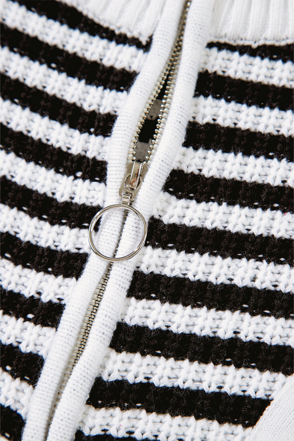 Striped 3/4 Zip Collared Sweater