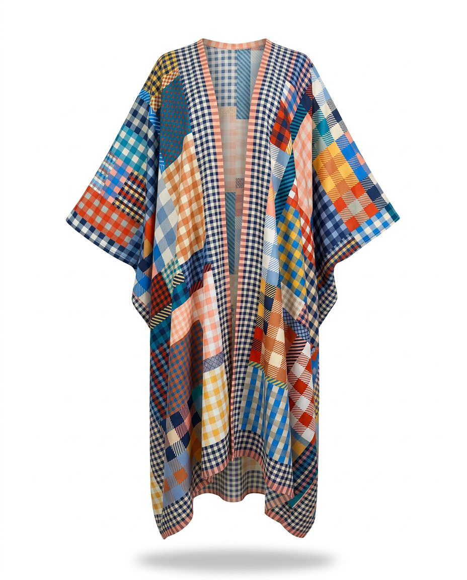 Patchwork Kimono Maxi Dress