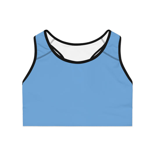 Blue Moisture-Wicking Sports Bra with White or Black Stitching